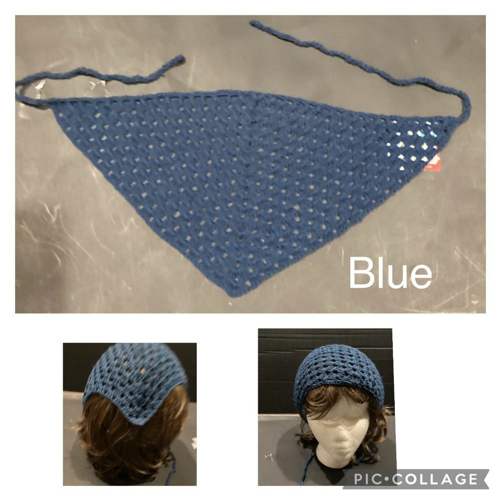 Kerchief Bandana Head Hair Hand Crocheted Boho Hippie